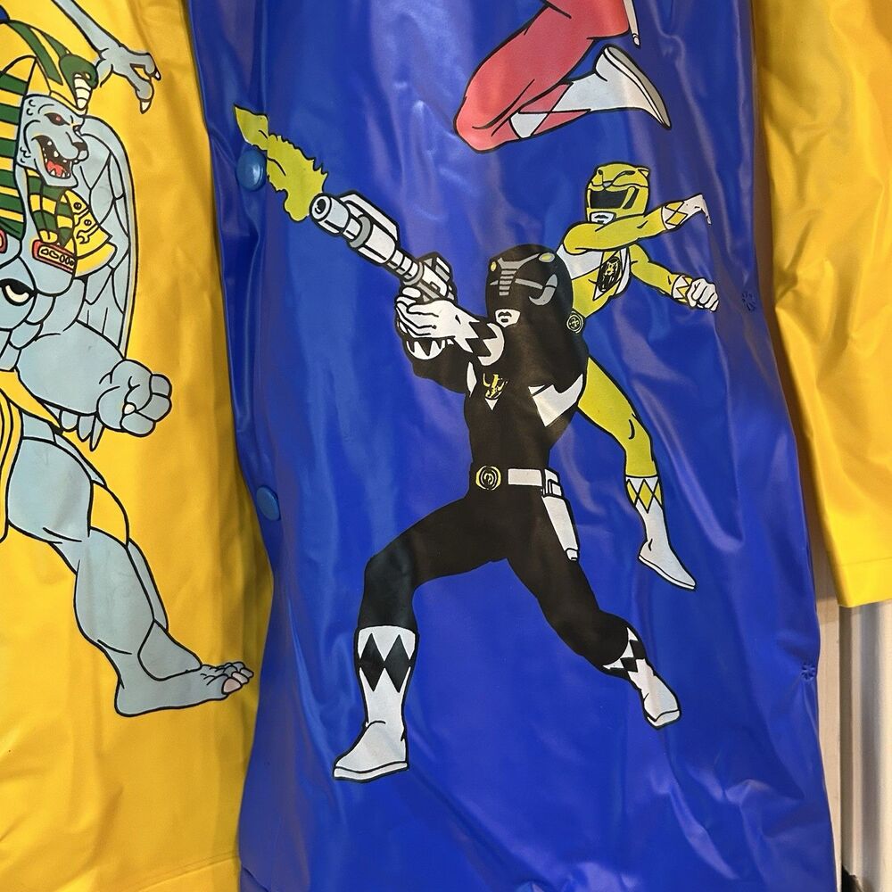 Vintage 1994 Mighty Morphin Power Rangers Kids Vinyl Raincoat Jacket Sz 6 Saban - Picture 3 of 13